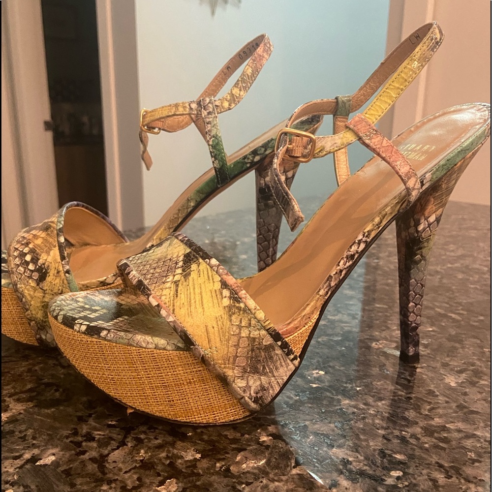 Stuart weitzman platform sandal snakeskin